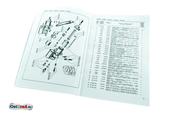 Ersatzteileliste Cezeta Dreirad Typ CZ 505 175 ccm in 4 Sprachen