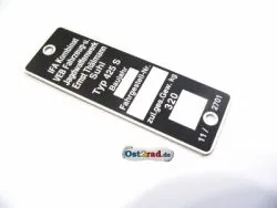 Typenschild SIMSON AWO -S 425 eckig