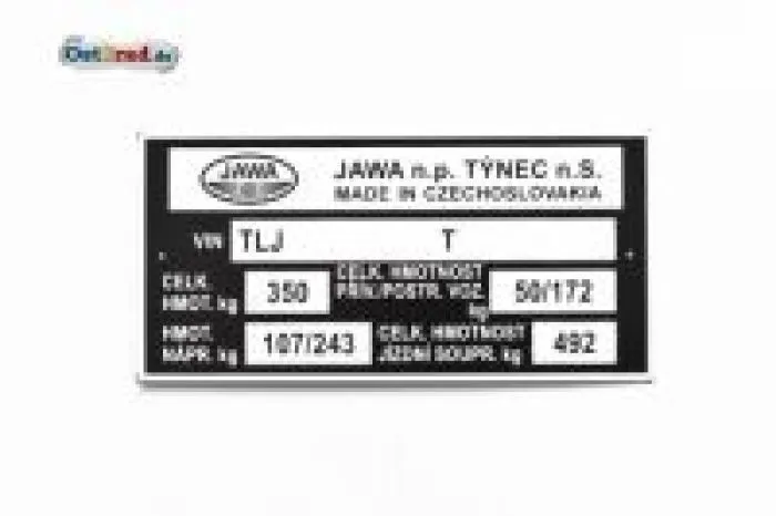Typenschild JAWA 634 638 639 640 Tschechisch