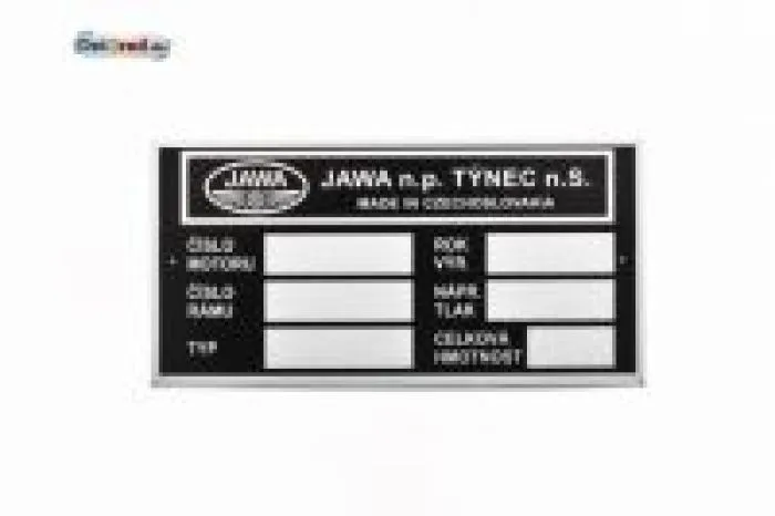 Typenschild blanko JAWA 634 Tschechisch