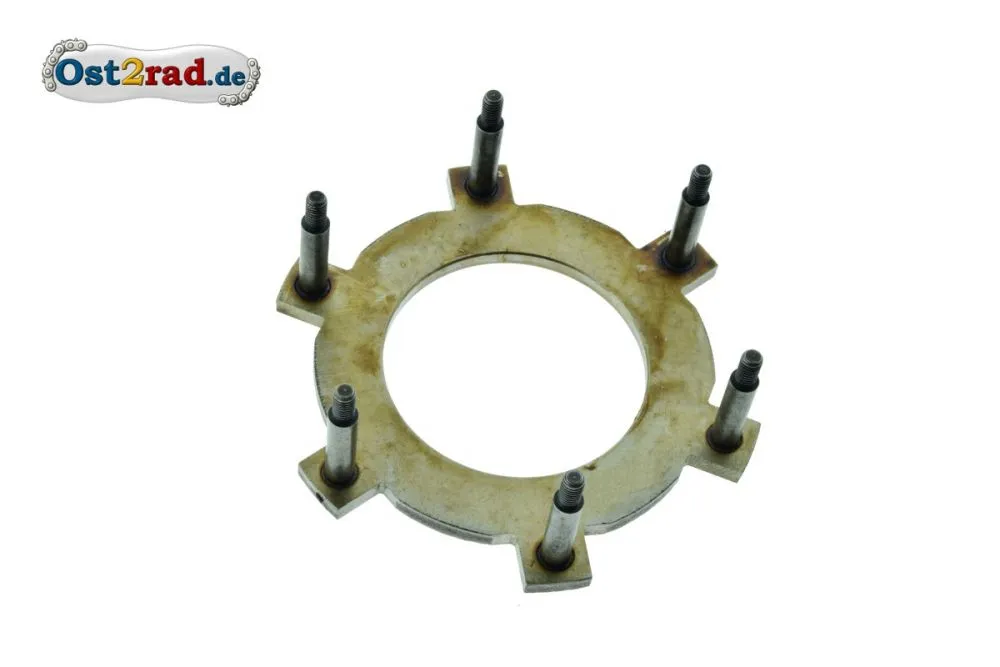 Druckplatte mit Distanzbolzen für MZ Kupplung TS 250/1, ETZ 250/251 Druckplatte mit Distanzbolzen für MZ Kupplung TS 250/1, ETZ 250/251