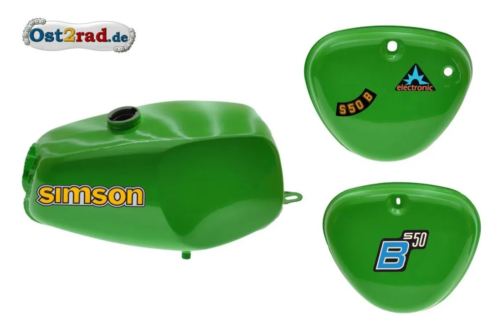 2.Wahl Büffeltank Set mit Deckel für Simson S50 S51, Gelbgrün, innen versiegelt 2.Wahl Büffeltank Set mit Deckel für Simson S50 S51, Gelbgrün, innen versiegelt