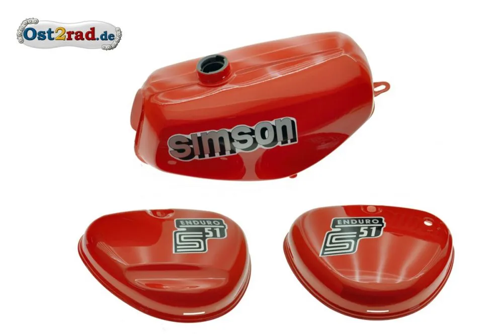 2.Wahl Tank Set S51E ENDURO Flammrot, versiegelt mit Aufkleber Simson 2.Wahl Tank Set S51E ENDURO Flammrot, versiegelt mit Aufkleber Simson