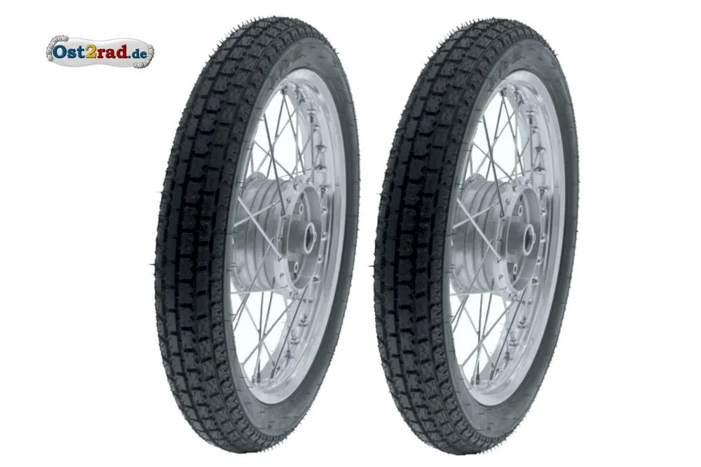 Paar Kompletträder RACING Breitreifen 3,00-16 für Simson S50, S51, Alu-Edelstahl Paar Kompletträder RACING Breitreifen 3,00-16 für Simson S50, S51, Alu-Edelstahl