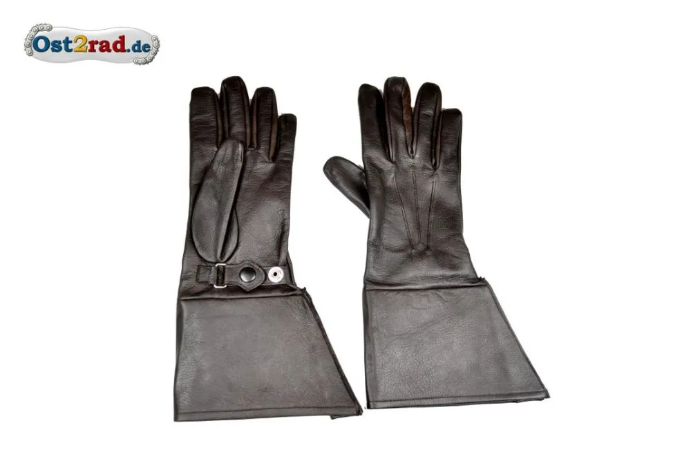 Oldtimer Motorrad Handschuhe schwarz Leder, lang Oldtimer Motorrad Handschuhe schwarz Leder, lang