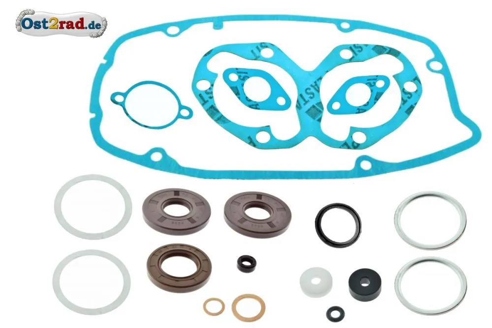 Profi Motor Dichsatz mit Wellenichtringe Jawa 634 Plastasit blau Profi Motor Dichsatz mit Wellenichtringe Jawa 634 Plastasit blau