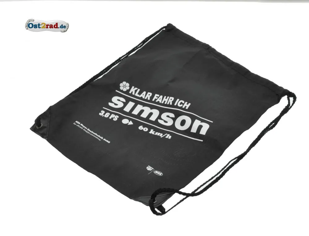 Sportbeutel schwarz Aufdruck Klar fahr ich SIMSON Sportbeutel schwarz Aufdruck Klar fahr ich SIMSON